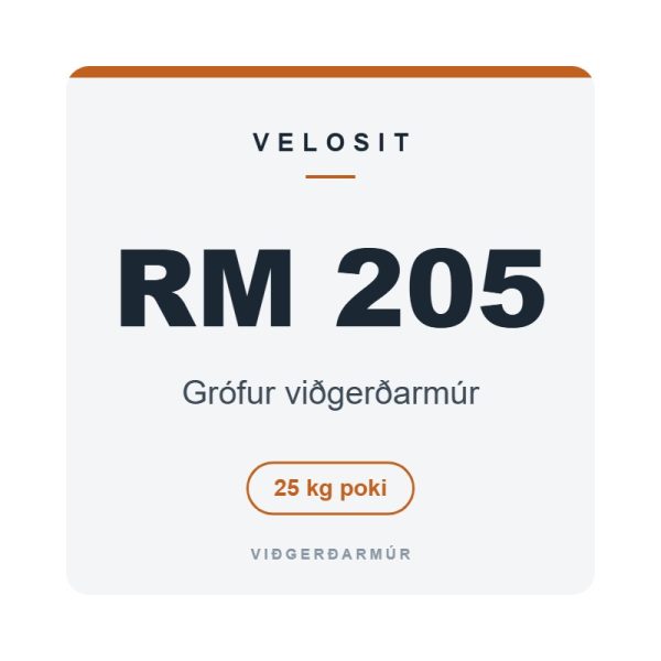 Velosit RM 205 – Grófur viðgerðarmúr Velosit RM 205, grófur viðgerðarmúr, 25 kg poki