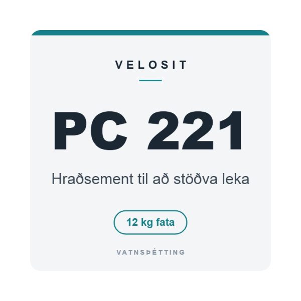 Velosit PC 221, hraðsement til að stöðva leka, 12 kg fata