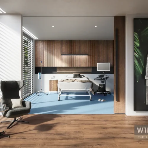 Wasserzeichen_Raumbild_Melbourne-Oak-Brown-PLR396C_Ocean-Blue-PLR381C Wineo Purline 1500 dúkur, Melbourne Oak Brown og Ocean Blue