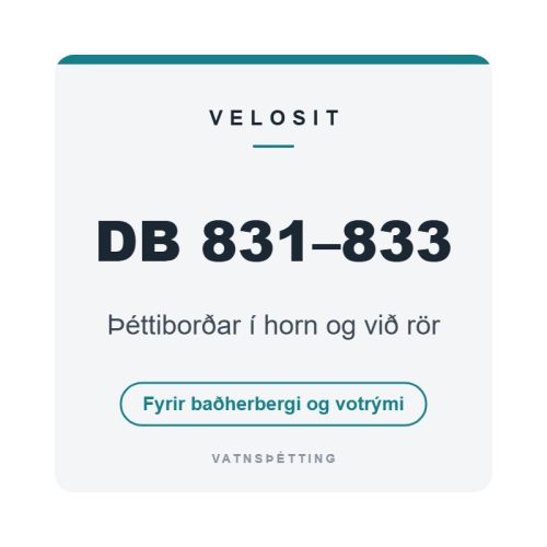 Velosit DB 831–833 þéttiborðar í innhorn, úthorn og við rör