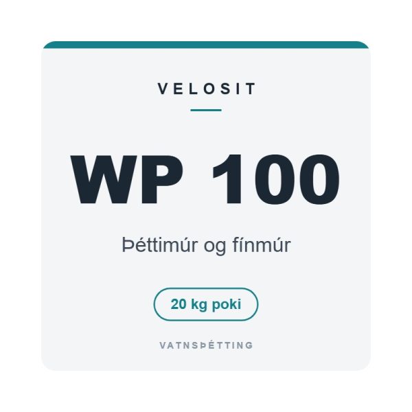 Velosit WP 100, þéttimúr og fínmúr, 20 kg poki